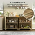 thumbnail image 2 of Buffet Bahut Cannelé Yiwa, Armoire de Rangement de 61 Pouces, 4 Portes, Tablettes Ajustables, 2 of 8