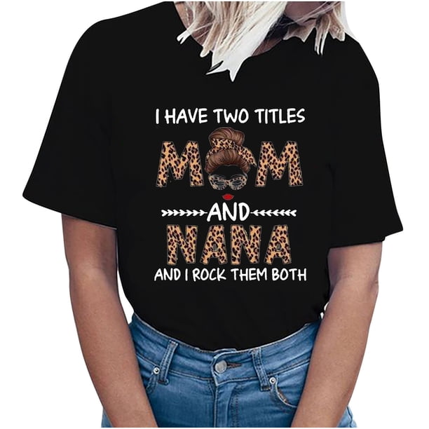 Camisetas estampadas con cuello redondo para el día de la madre para mujer Camisetas estampadas Camiseta de manga corta Blusa Tops Fridja bn3442