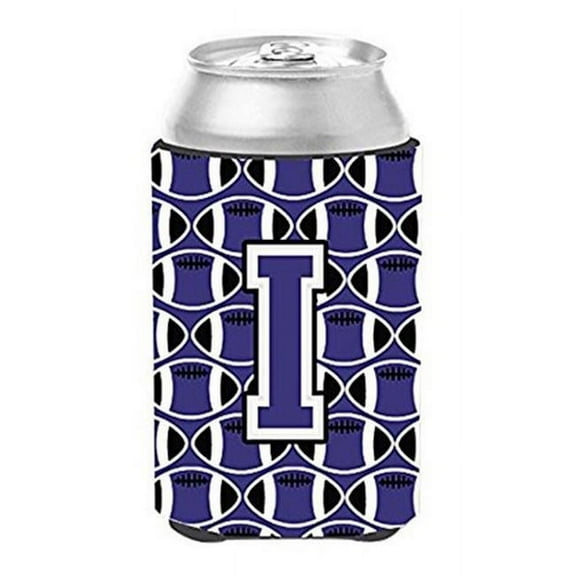 Letter I Football Purple & White Can or Bottle Hugger