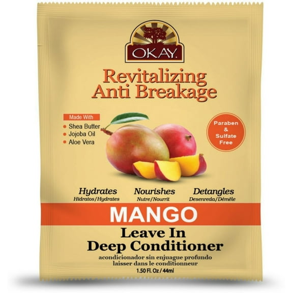 Okay Revitalizing Anti Breakage Leave In Deep Conditioner, Mango 1.5 oz (Pack of 3)