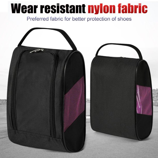 Bolsa para zapatos de golf Bolsa transpirable con cremallera Bolsa de transporte deportivo de nylon (Rosa)