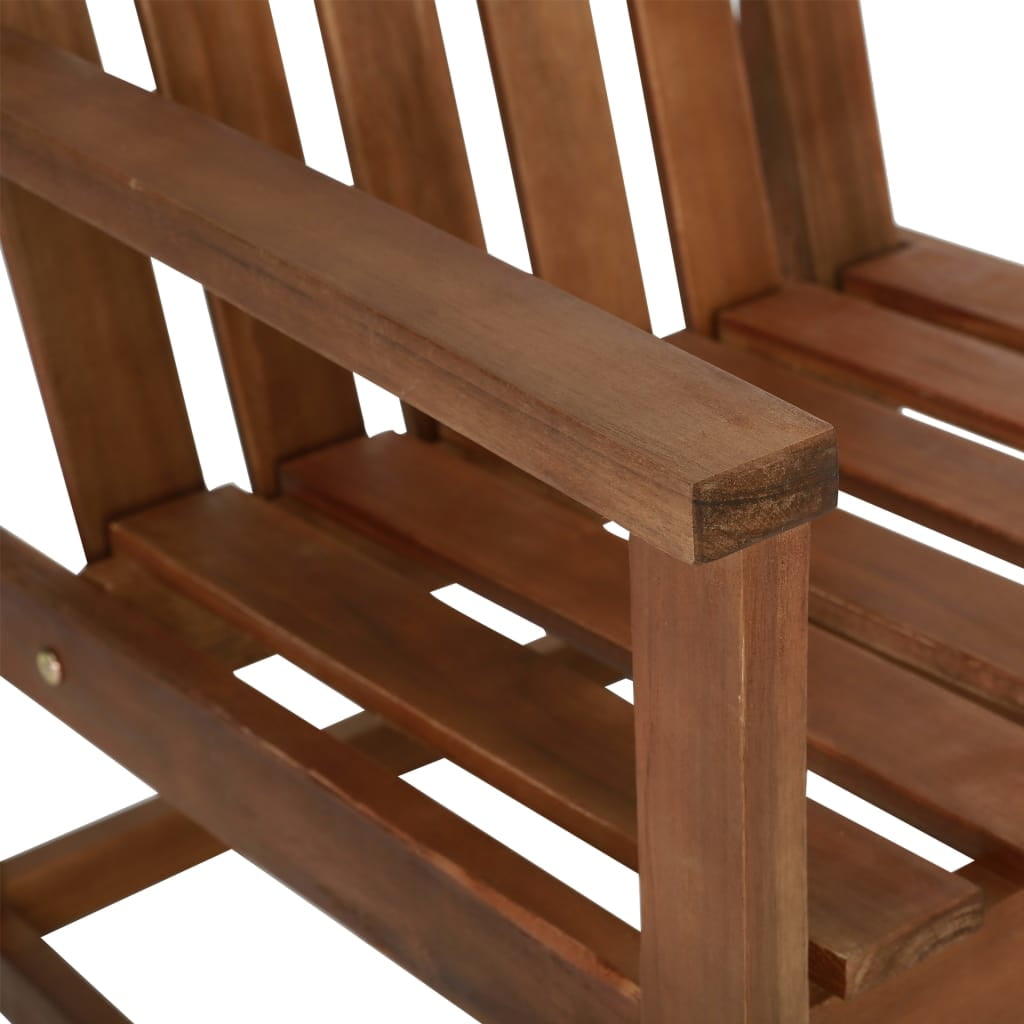 Kepooman 2 Pcs Patio Wooden Oversized Seat Lounge Chair with Backrest, Brown