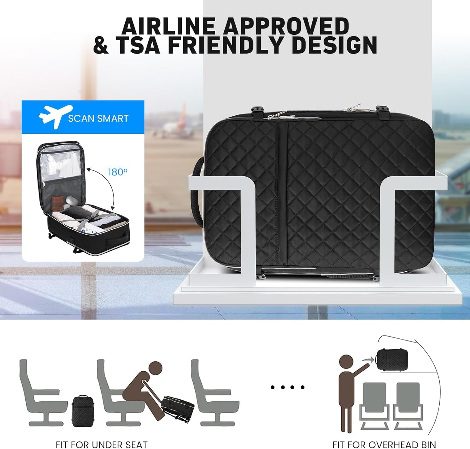 Travel Backpack For Women And Men, 40L Flight Approved Carry On Bag, Water Resistant Large Casual Daypack Fit 17 Inch Laptop with USB Charging Port, The Best Gift Choice