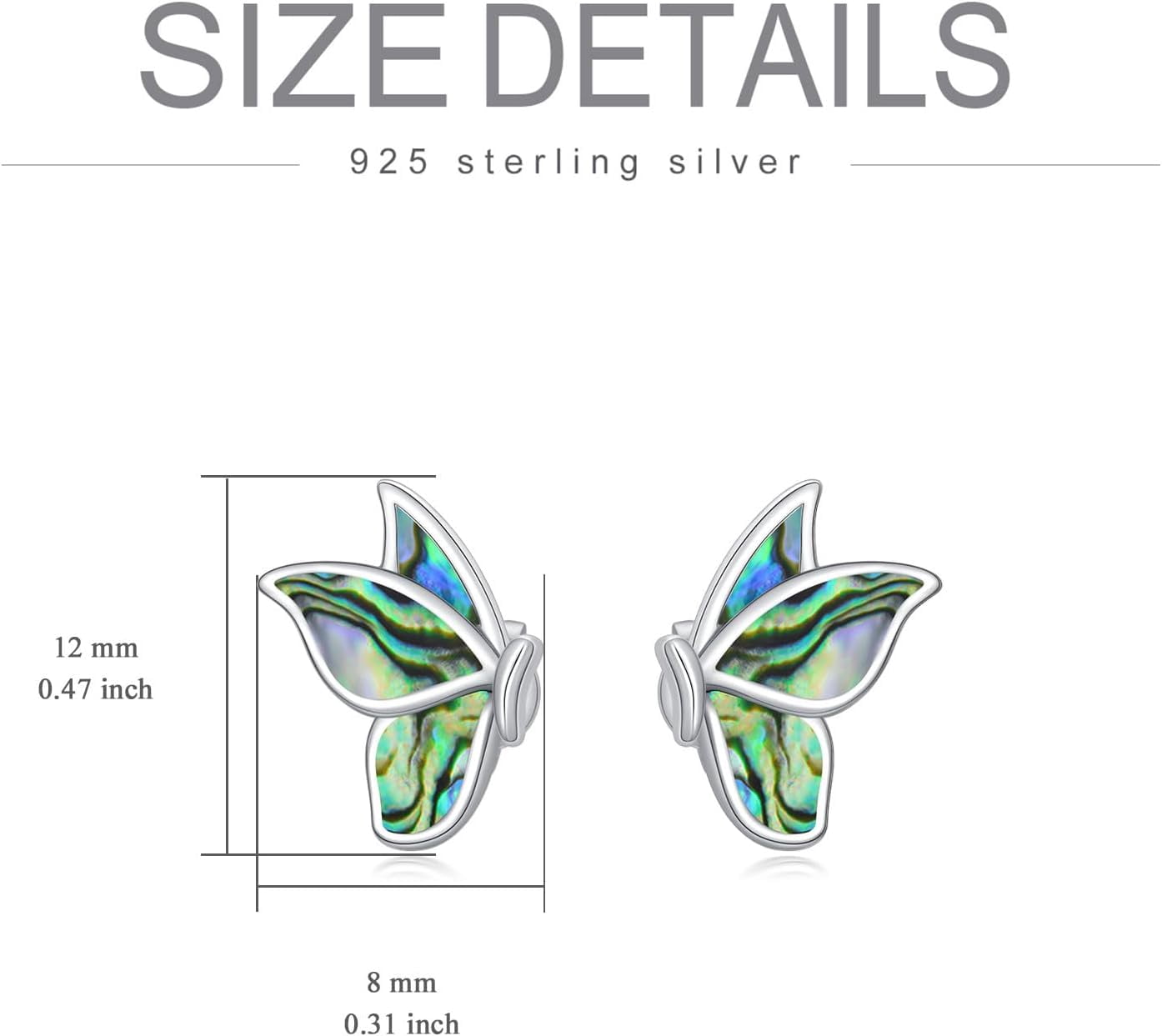 Dorunmo Black Butterfly Wings Earrings 925 Sterling Silver White Opal Stud Earrings Butterfly Jewelry Gifts for Women