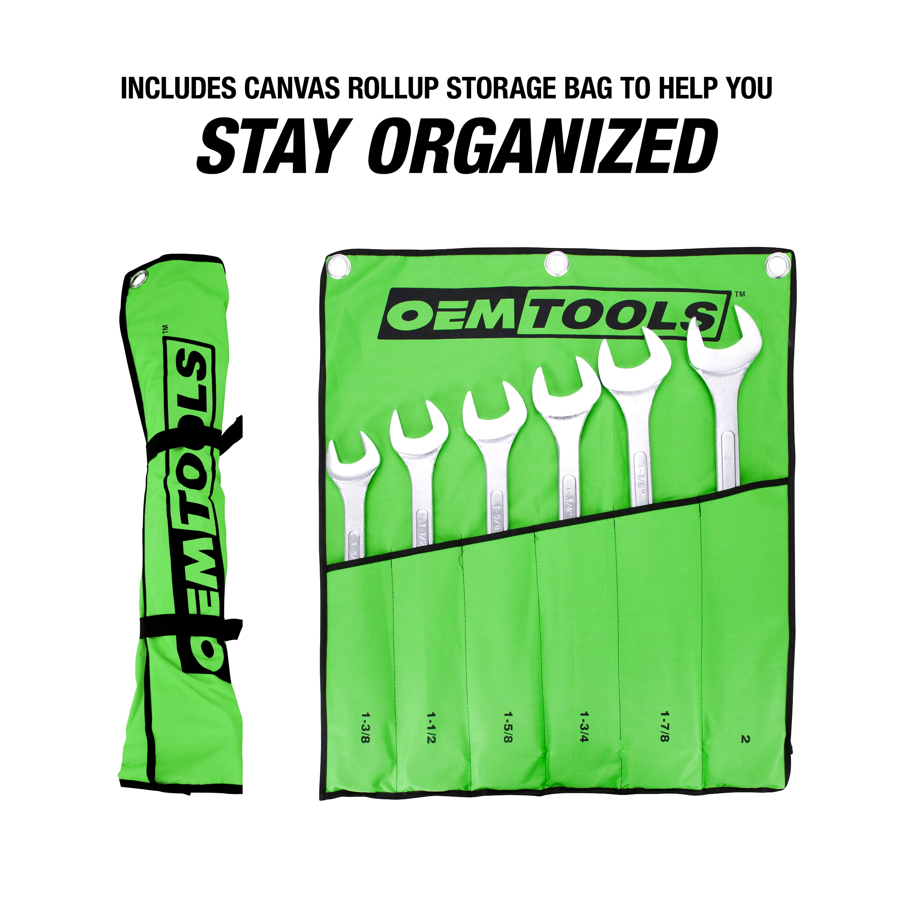 OEMTools Jumbo Angle Head Wrench Set (1-3/8" - 2"), SAE, 6 Piece Set