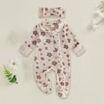 thumbnail image 2 of NOLDARES Floral Romper,Vintage Infant Jumpsuit,Bow Headband,Baby Girl Clothes Newborn Fall/Winter,A1112-Beige, 2 of 4