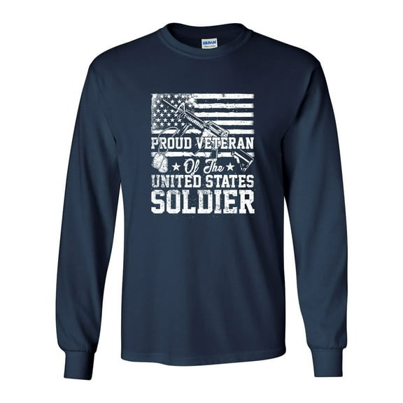 U.S Military Proud Veteran of the United States Soldier Unisex Long Sleeve T-shirt-Navy-xxxl