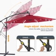 thumbnail image 4 of ACEGOSES 10ft 32 LED Outdoor Patio offset Umbrella, Solar Lighted Hanging Umbrella with 8 Ribs for Desk,Garden,Yard,Red, 4 of 10