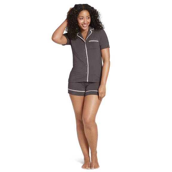 Jockey Women's Cooling Modal Notch Collar Short Sleeve Top & Short Set