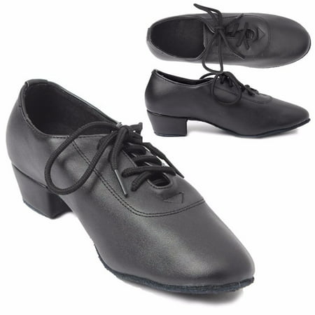 Meigar Kids Boys' Black Men Leather Mid Heel Kid Boy Latin Tango Salsa Waltz Ballroom Dance (Best Ballroom Dance Shoes Brands)