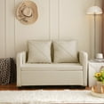 thumbnail image 2 of 74" Pull Out Sofa Bed, Modern Love Seat Couch With 2 Pillows, Reclining, Backrest and 2 Sides Pockets, Convertible Sleeper Futon Sofa Bed with Headboard for Small Spaces, Living Room, Beige, 2 of 6