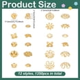 thumbnail image 2 of PH 1350pcs Flower Beads Caps 12 Styles Golden Spacer Bead Filigree Flower Cap Metal Spacer Bead Floral Shaped End Caps for Jewelry Making Supplies, 2 of 5