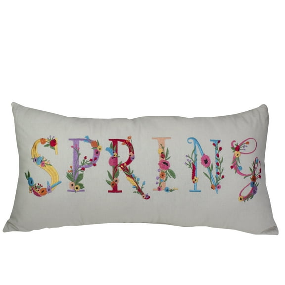 C&F Home 23" Off White Spring Floral Embroidered Throw Pillow