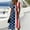 Blue, variant on Elowen American 250th Anniversary Dresses For Women V-neck Fit & Flare Short-sleeved Elegant Summer Empire Dress White XL
