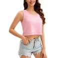 thumbnail image 4 of ATHLECHIC Verano Top Corto Suelto de Algodón Sin Mangas para Mujeres, Camisetas Casual, L Rosa, 4 of 5