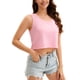 thumbnail image 4 of ATHLECHIC Verano Top Corto Suelto de Algodón Sin Mangas para Mujeres, Camisetas Casual, L Rosa, 4 of 5