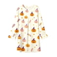 thumbnail image 4 of Baby Girl Pajamas Loose Halloween Pumpkin Print Long Sleeve Ruffle Crew Neck Nightgown Pjs for Girls Size 3-4 Y, 4 of 5