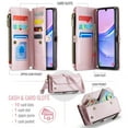 thumbnail image 3 of Dteck Crossbody Wallet Case for Samsung Galaxy A16 5G,Heavy Duty Leather Case  PU Leather Magnetic Closure Zipper Pocket Stand Cover with Shoulder Strap for Samsung Galaxy A16 5G,Pink, 3 of 8