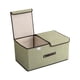 thumbnail image 1 of Caja de almacenamiento de lino, 1 unidad, organizador plegable de 19,69 x 11,81 x 9,84 pulgadas, cesta de tela con doble tapa para ropa y organización del hogar (verde), 1 of 7