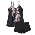 thumbnail image 5 of ibiyuan Women's Plus Size Tankini Swimsuits Two Piece Rash Guard Capris Athletic Swimwear Bathing Suits for Women Tropical Floral Womens Two Piece Swimsuit,Black, 5 of 6