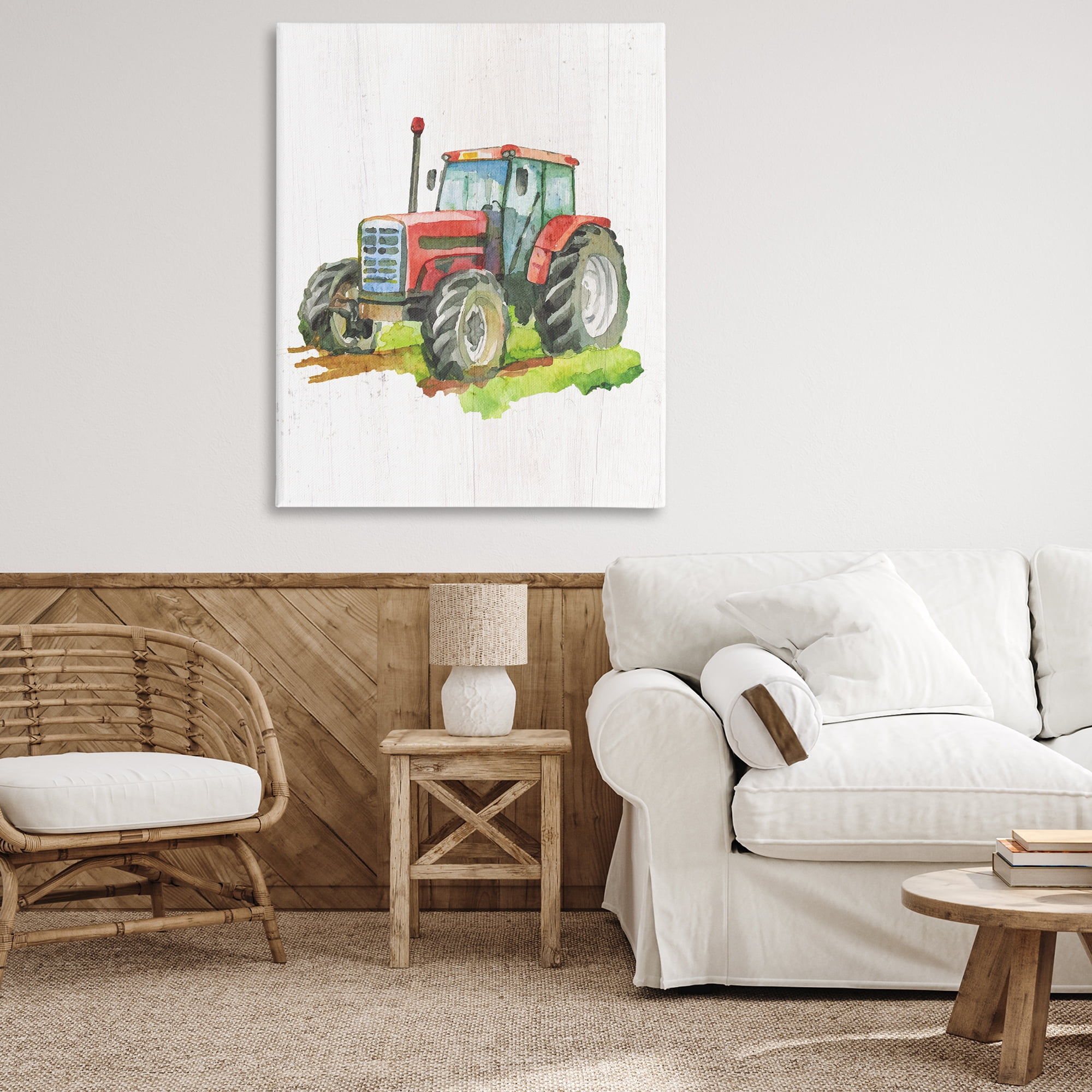 Stupell Industries Detailed Country Tractor Transportation Painting Gallery Wrapped Canvas Art Print Wall Art, 36 x 48