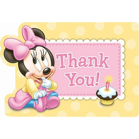 Disney Minnie's 1st Birthday Thank-You Notes, 8pk - Walmart.com
