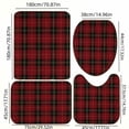 thumbnail image 3 of Christmas Bathroom Decor Set with Waterproof Polyester Shower Curtain, Bath Mat, U-Shaped Toilet Rug, and Seat Cover in Red Plaid, 3 of 8