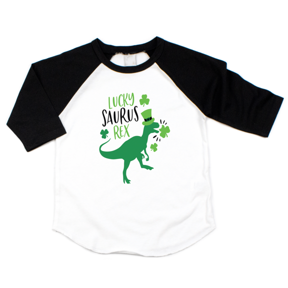 Bump and Beyond Designs Kids Lucky Saurus Rex Boys St. Patrick's Day Shirt