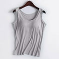 thumbnail image 2 of WEIWEN Womens Built in Bra Tank Tops Summer Casual Cami Tanks Wide Strap Padded Camisole Tops for Women Casual Basic Slim Fit Undershirts Grey, 3XL, 2 of 4