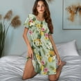 thumbnail image 5 of Yuyamidu Tropical Pineapple Women's Cotton Nightgown Sleepwear Button Down Sleepshirts Short Sleeves Soft Summer Pajama Dress, 5 of 7