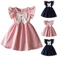 thumbnail image 5 of Odeerbi Niñas Verano Ruffle Manga Grande Lazo Princesa Vestidos Sin Mangas Cuello Redondo Vestido A-Line, 5 of 5