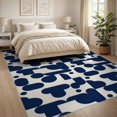 thumbnail image 3 of ODIKA 8'x10' Navy Blue Modern Geometric Abstract Washable Area Rug Contemporary Rounded Shapes Interlocking Modular Design Mid Century Durable, Non-Slip for Living Room, Under Sectional, Family, 3 of 7
