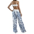 thumbnail image 4 of Mialoley Women Clothes Set, White Butterfly Printed Pattern Tops and Long Pants, 4 of 10