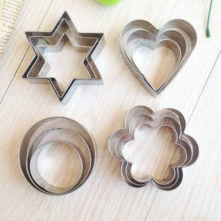 

Riapawel 12 Piece Small Stainless Steel Cookie Cutter Cake Vegetable Fruit Biscuit Cutters Molds Set Heart Flower Star Round Shape