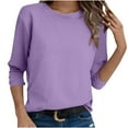 thumbnail image 2 of JPVDPA Waffle Knit Long Sleeve Shirts for Women Crewneck T-shirt Loose Causal Going Out Tops Fall Outfits Purple M, 2 of 8