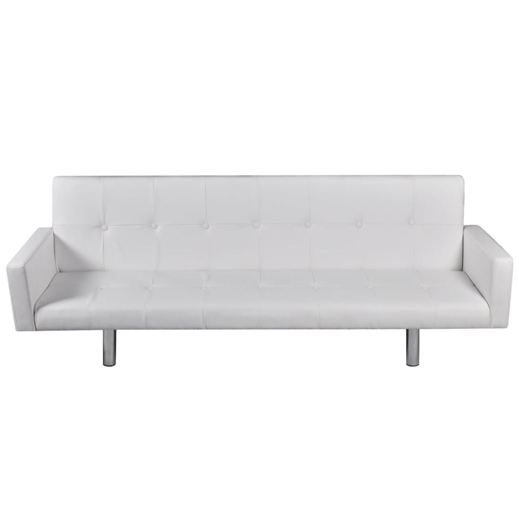 Kepooman Modern Folding Artificial Leather Sofa Bed for Home Office, White Kepooman Modern Folding Artificial Leather Sofa Bed for Home Office, White