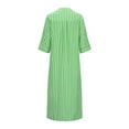 thumbnail image 4 of Sakmal Shirt dresses for Women 2025 Long Sleeve V Neck Long Green Striped Dresses ,Sizes S-2XL, 4 of 6