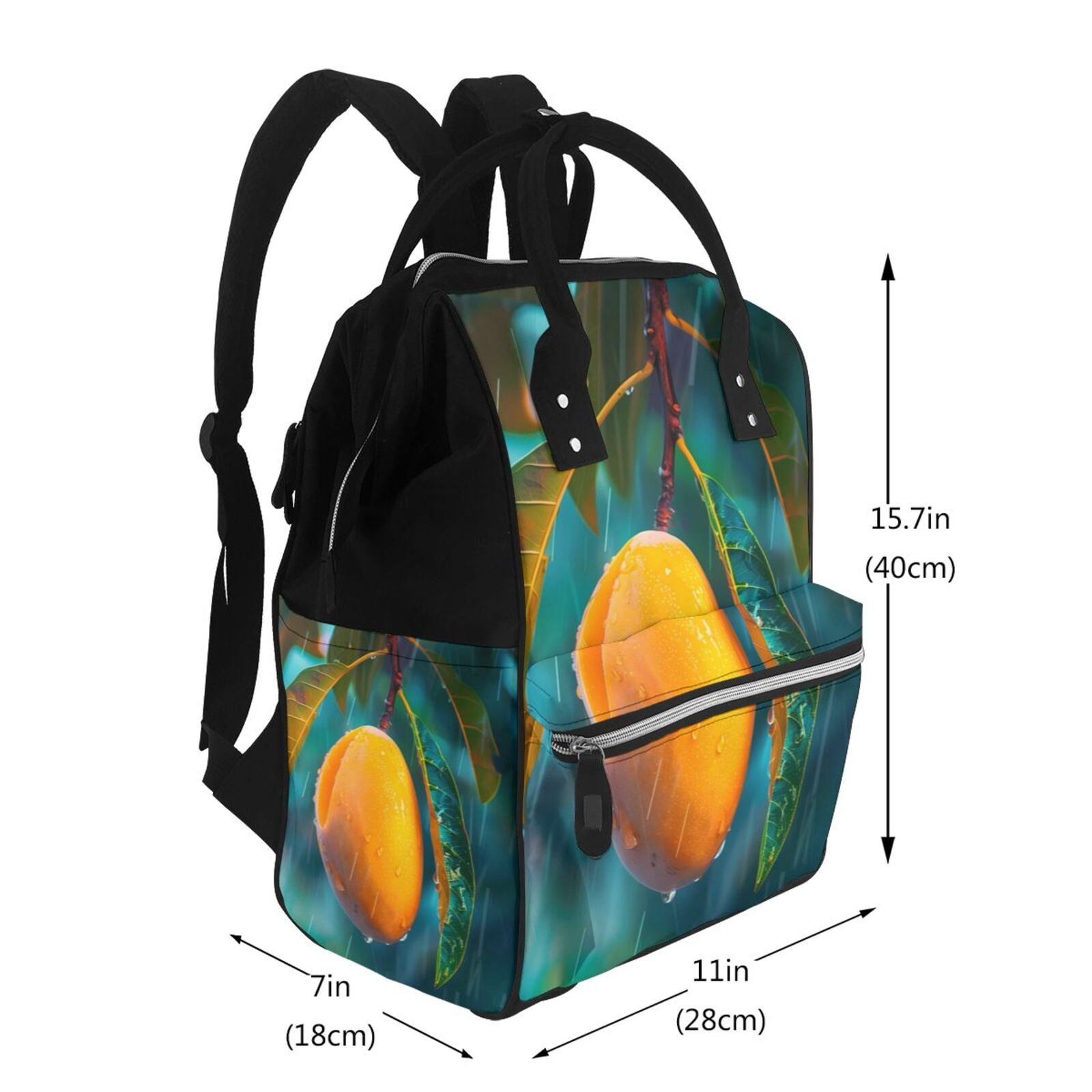 Fuzoiu Mango In The Rain Print Diaper Bag Backpack,Baby Essentials Travel Tote,Multi function Waterproof Diaper Bag, Travel Essentials Baby Bag - Unisex