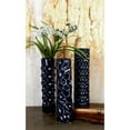 thumbnail image 3 of DecMode 3"W, 12"H Dark Blue Ceramic Vase with Varying Patterns, Set of 3, 3 of 15