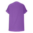 thumbnail image 4 of Linen Shirts for Women Casual V Neck Button Down Blouses Short Sleeve Office Work Tops Loose Vacation Tees Shirt Purple M, 4 of 7