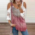 thumbnail image 1 of Fiudx Ofertas Del Día Tops de Encaje con Estampado de Manga Corta y Cuello En V a La Moda para Mujer, 1 of 5