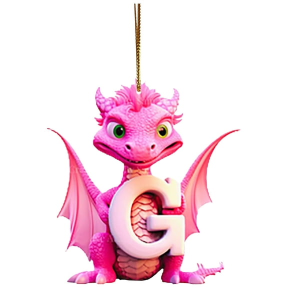 Beautynvta 26 Initial Letter Ornaments Christmas Tree Decoration, 3.15'' Acrylic Dinosaur Letter Christmas Pendant, Personalized Christmas Gifts Hanging Ornaments for Xmas Decor, G