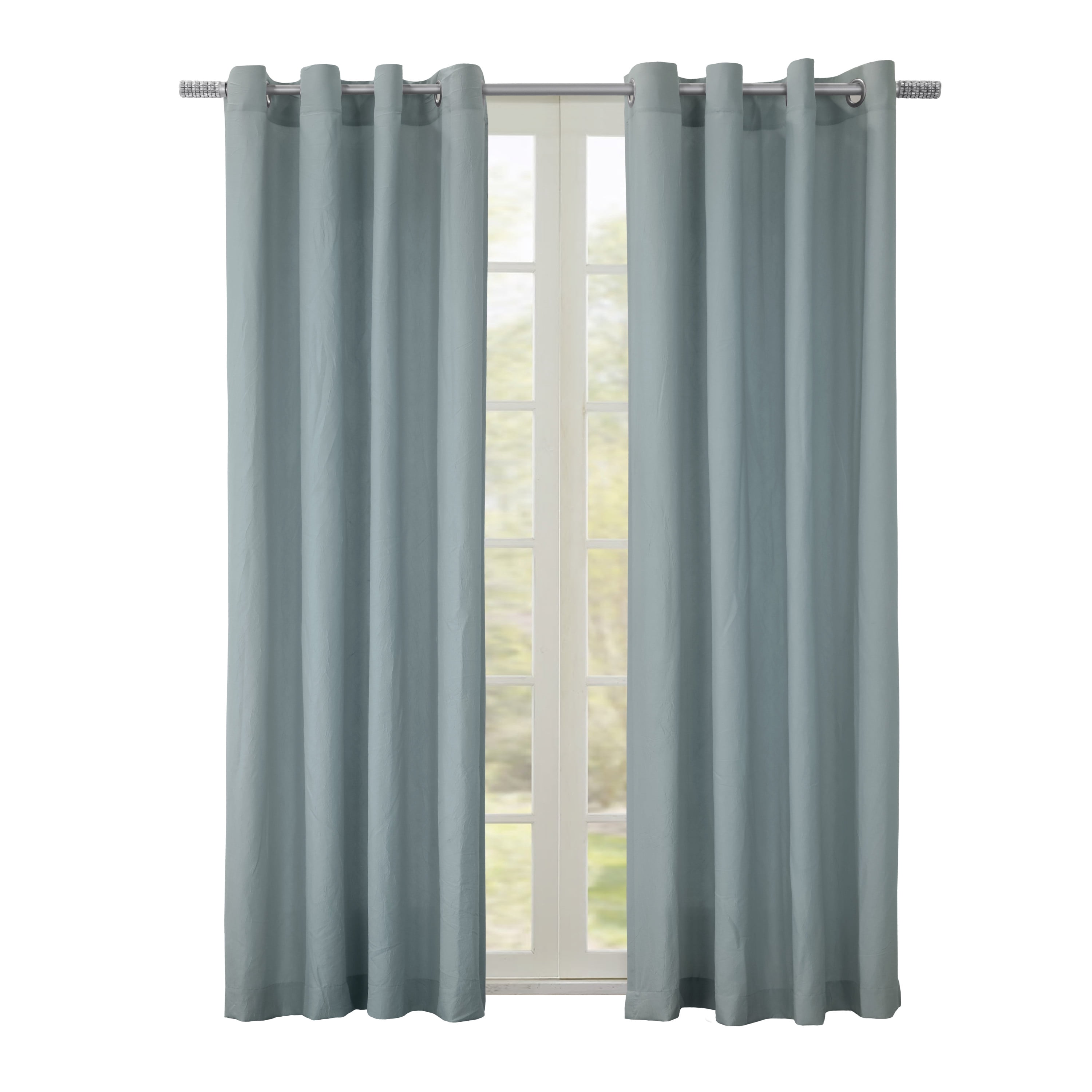 Hannah Crinkle Textured Microfiber Curtain Panel 52" x 63" in Blue