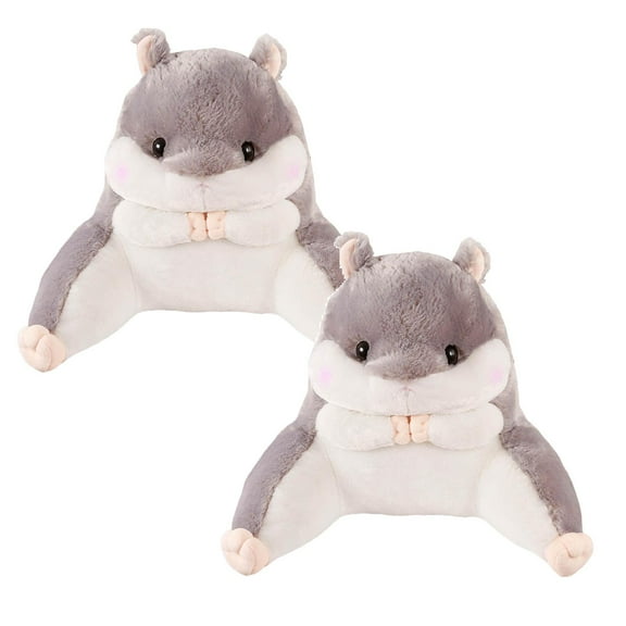 2Pack Hamster Reading Pillow With Arms For Kids Teens Adults Back Pillow For Bed Sitting Up Soft Plush Backrest Pillow Cartoon Chair Lumbar Support Bed Rest Pillow ( 17.7X15.75 Inches) Cushion