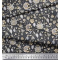 thumbnail image 3 of Soimoi Poly Georgette Fabric Leaves & Floral Block Print Fabric by Yard 42 Inch Wide, 3 of 3