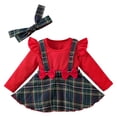 thumbnail image 4 of HJYCHN Baby Girl Christmas Outfit Long Sleeve Plaid Romper Dress Set with Headband for Toddler Dress 18-24 Months, 4 of 4