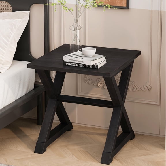 Accent and Nightstand Veneer Square End Table, Black