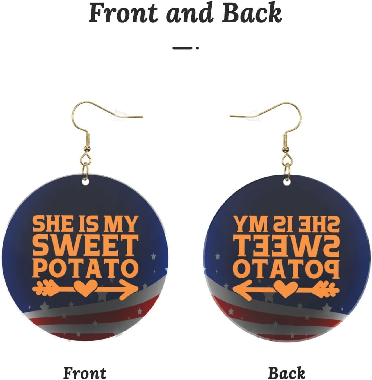 She Premium Is My Sweet Potato Contemporary Round Acrylic Earrings Lightweight Universal For All Occasions[f569]