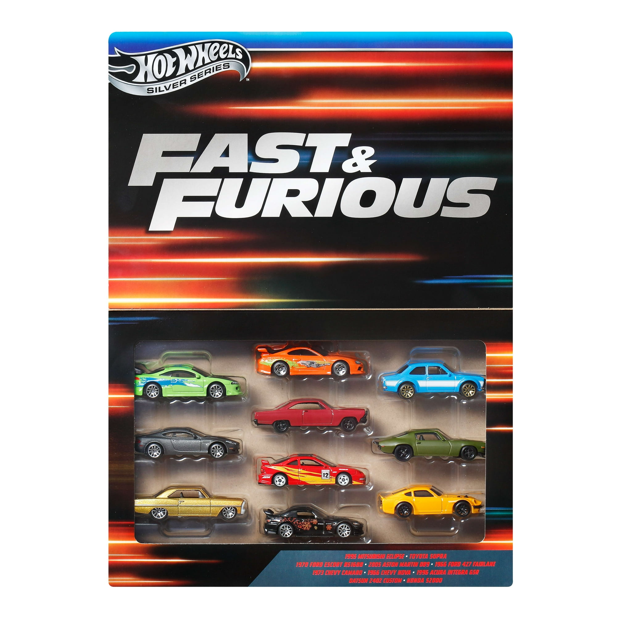 ミニカー Hotwheels FAST&FURIOUS Hot Wheels Fast & Furious-Themed 10-Pack, Set of 10 1:64 Toy Cars