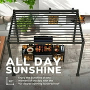 Mirador 10'x 6.6' Outdoor Pergola, 80S Steel Frame w/ Adjustable Louvers Roof for Garden, Patio, Backyard, Charcoal